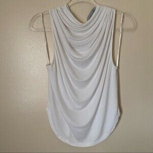 Blessed are the Meek Women's Size 4 White Cowl Neck Sleeveless Blouse